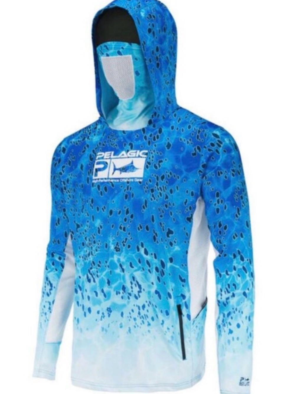 NWT Pelagic Blue Aqua Gradient Hooded Fishing Shirt